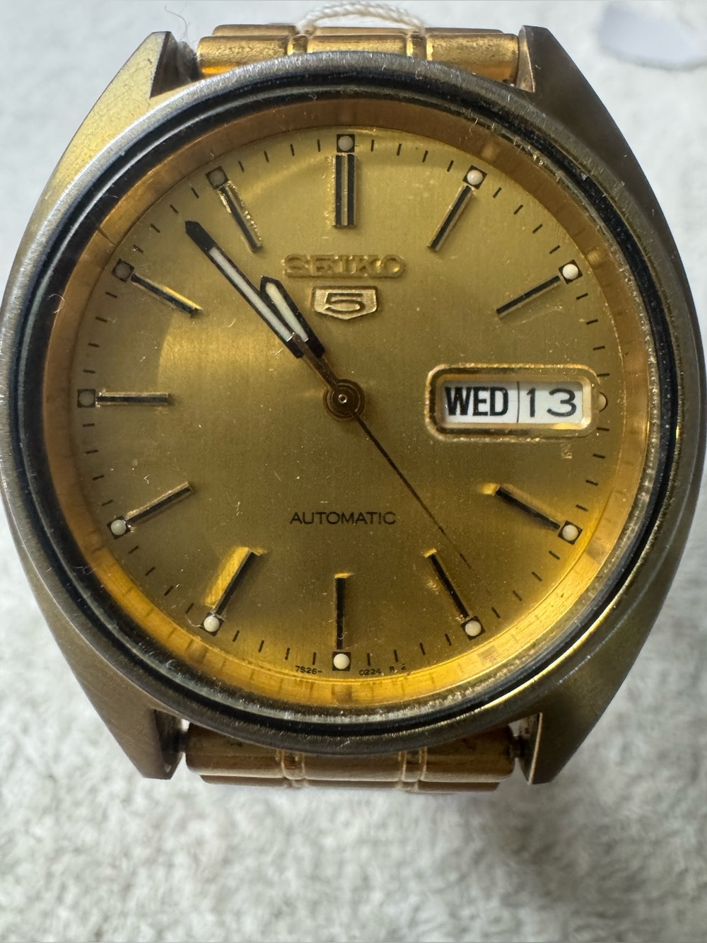 Seiko Gold Dial Automatic Watch with Day-Date